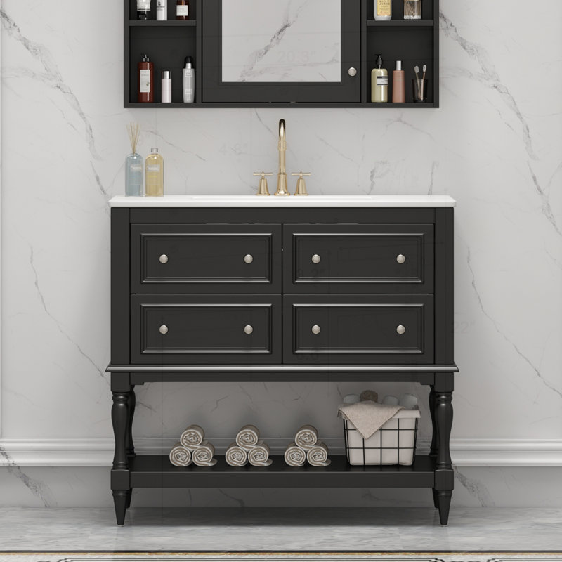 Ensemble de meuble-lavabo 36 po avec lavabo, Noir
