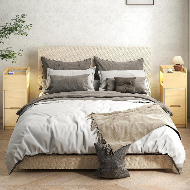 29.6 cm W Bedside Table, Natural Set of 1