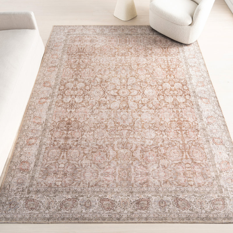Jeccica Distressed Vintage Medallion Jute Blend Polyester Area Rug, Rectangle 4' x 6'