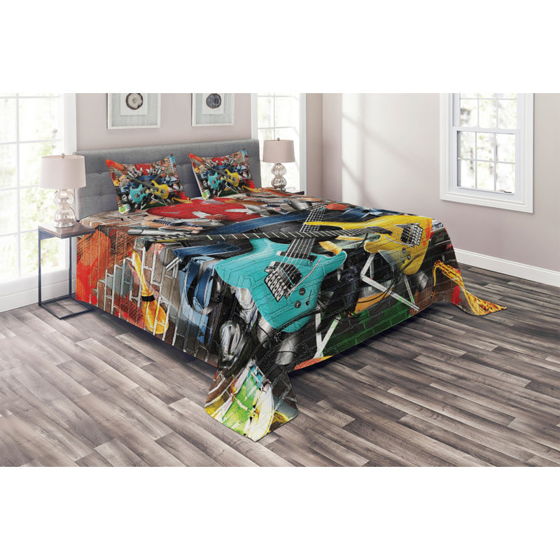 Music Traditional Coverlet, King Bedspread + 2 Shams