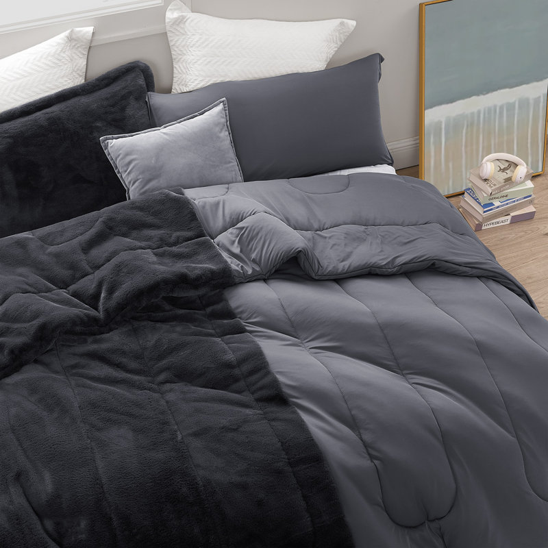 Coma Inducer Opposites Attract Plush Volcanic Gray + Cooling Thunder Gray Oversized Comforter Set