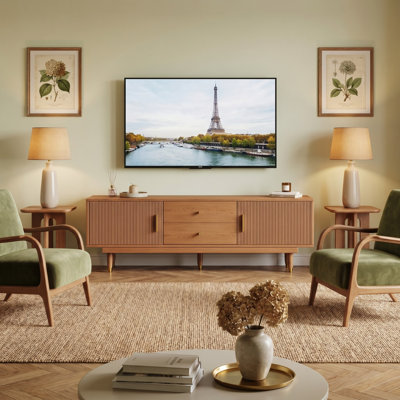  Meuble télé de style médiéval moderne, centre de divertissement, avec tiroirs et armoires de rangement pour le contrôle des médias, pour les salons