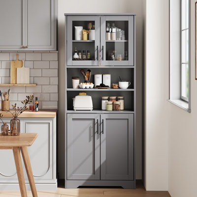 67" Tall Pantry Cabinets with 4 Doors and Adjustable Shelves, Freestanding by Winston Porter