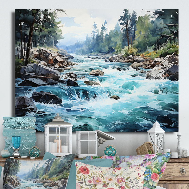 Canada Dancing Rapids I - Paysages, impressions sur art mural en métal, H 30 po x l 40 po x P 1 po