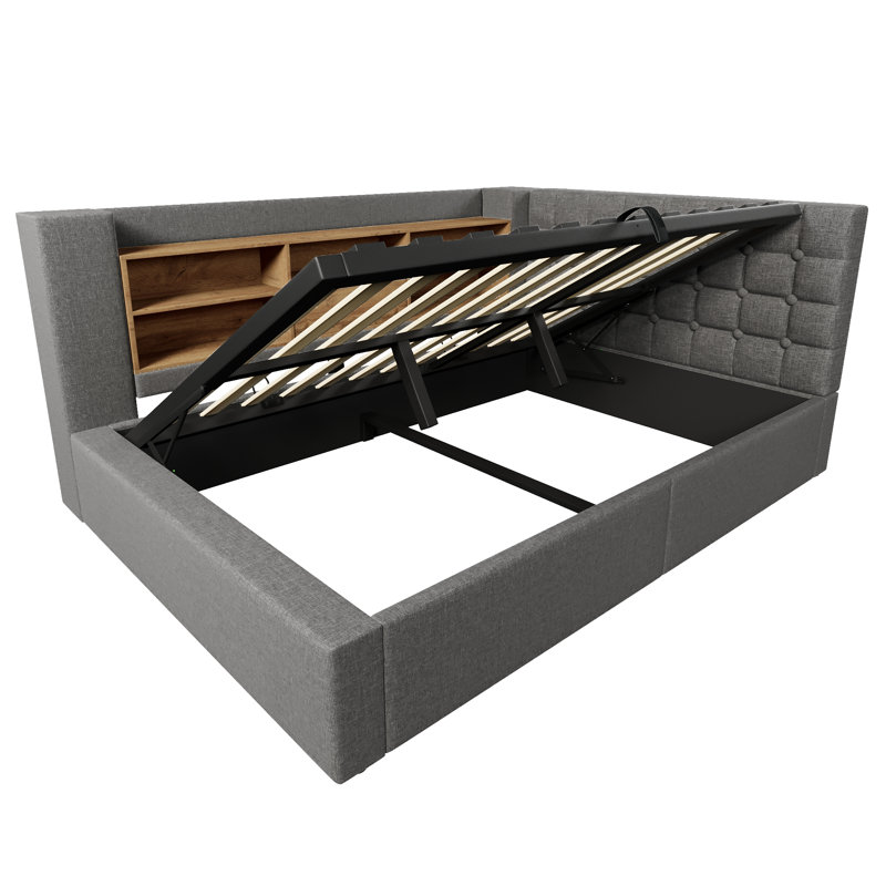 Upholstered Ottoman Storage Bed, 4FT6, Gray