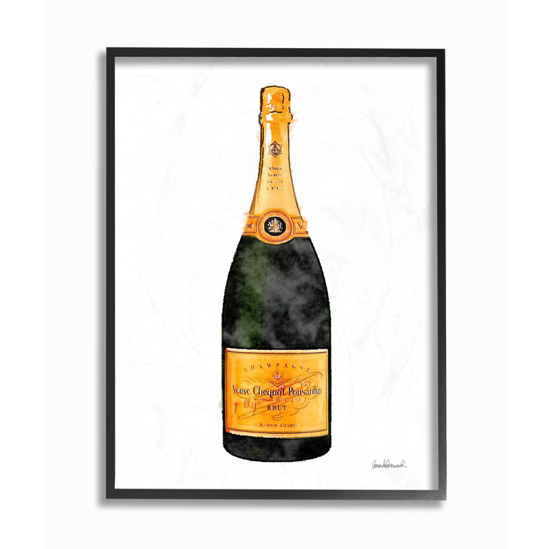 « minimal champagne bouteille », reproduction de peinture à l’aquarelle, H 14 po x l 11 po x P 1,5 po