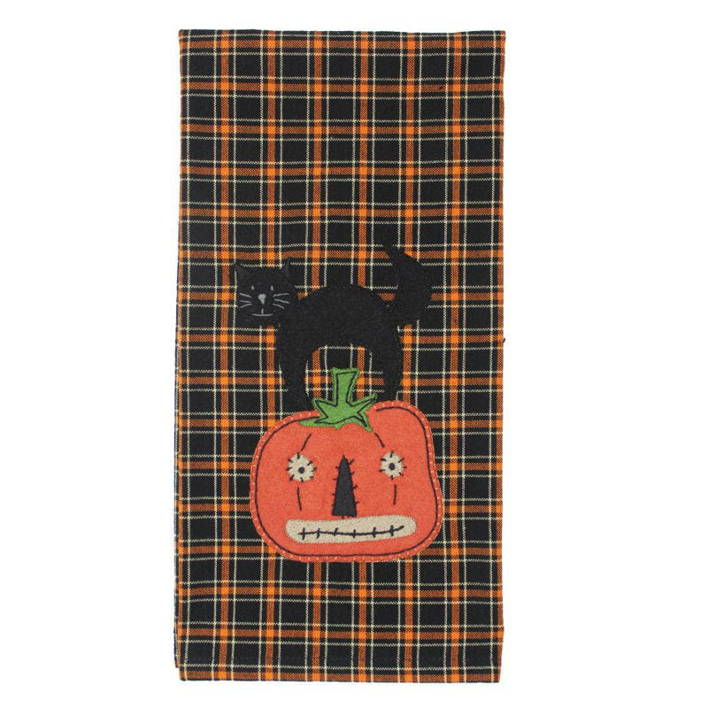 F Black Cat Pumpkin Towel