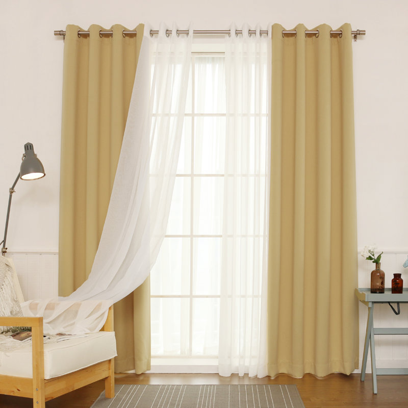 Paire de rideaux transparents avec œillets Granados, Blé