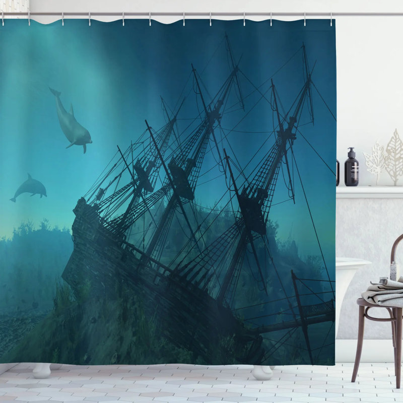 Rideau de douche Dolphins, H 70 po x l 69 po