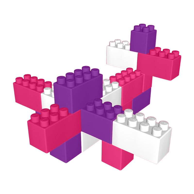 Blocs de construction Waloo Sports Jumbo, Rose / Mauve / Blanc, 25 pièces