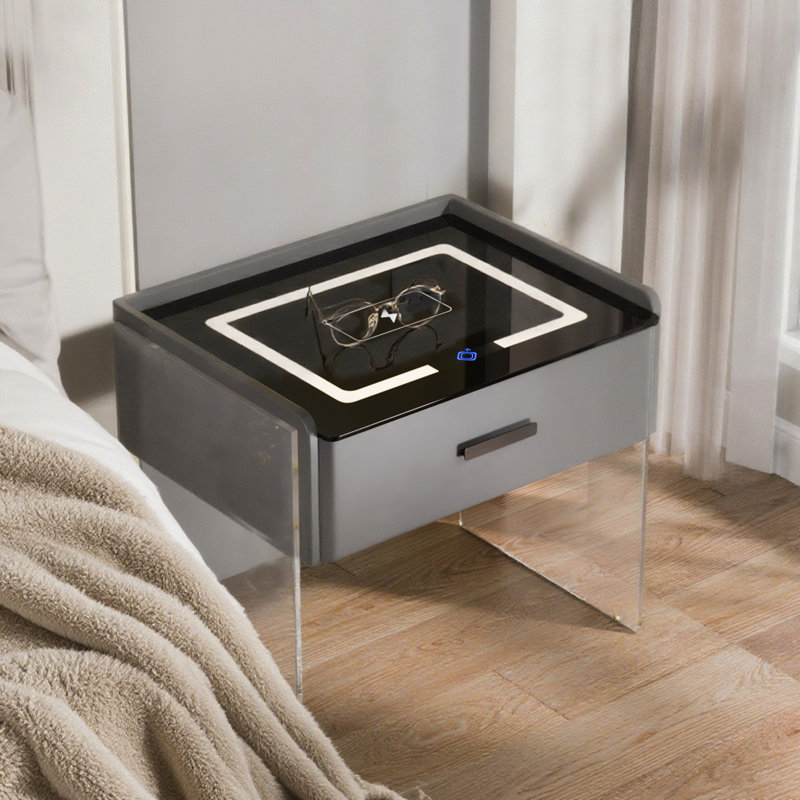 Smart Nightstand With Wireless Charging, Bluetooth Speaker & Led Light