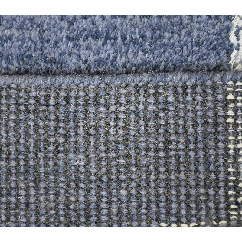 Gris clair | Tapis intérieur blanc en laine à motif géométrique blanc noué à la main, Rectangle de 5 pi x 8 pi