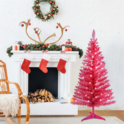 Prelit Artificial Christmas Tree with UL Lights and PVC Tips, Perfect for Indoor Decoration in Small Spaces like Tabletops, Apartments, or Offices