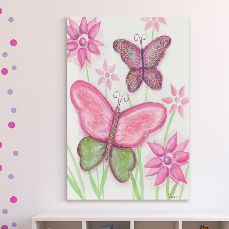 Colorful Butterfly and Floral Canvas Art Print