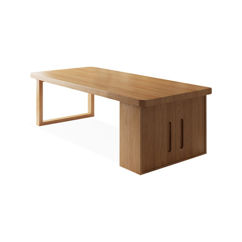 Bureau rectangulaire brun en bois massif, H 29,53 po x l 62,99 po x P 27,56 po