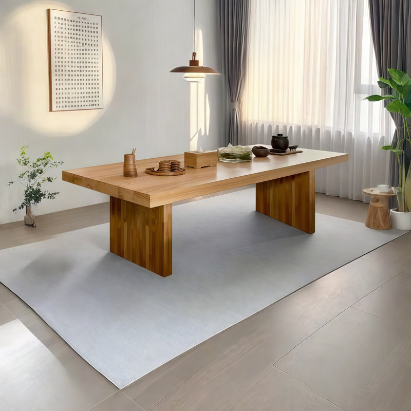 Modern Burlywood Rectangular Solid Wood Dining Tables, H 29,5 po x L 63 po x l 27,6 po
