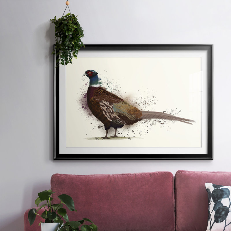 Pheasant Splash 1, reproduction d'art sur papier, H 27 po x l 39 po x P 1,5 po, Noir