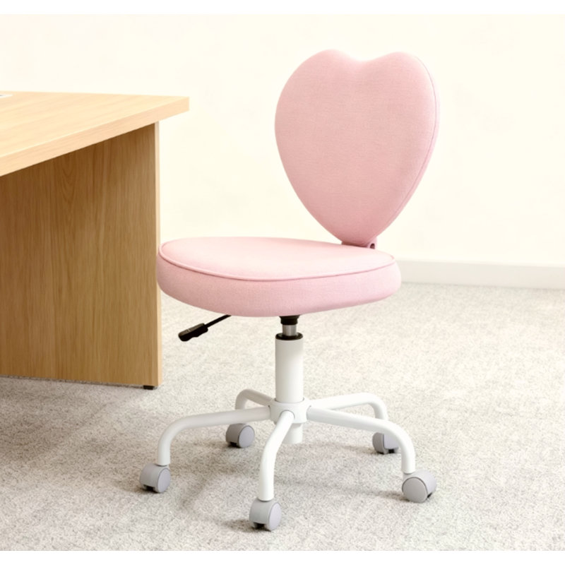 Chaise de bureau en forme de cœur, chaise pivotante réglable pour chambre à coucher et meuble-lavabo, style mignon et confortable