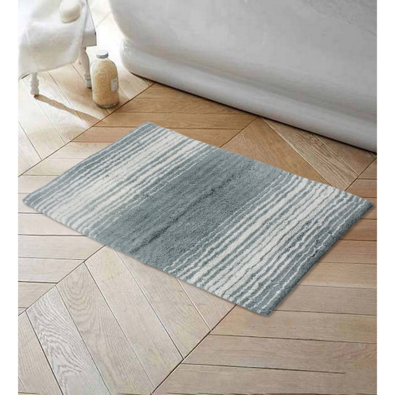 Griffie Plush 100 % Cotton Bath Rug, Single - 17" L x 24" W, Gray