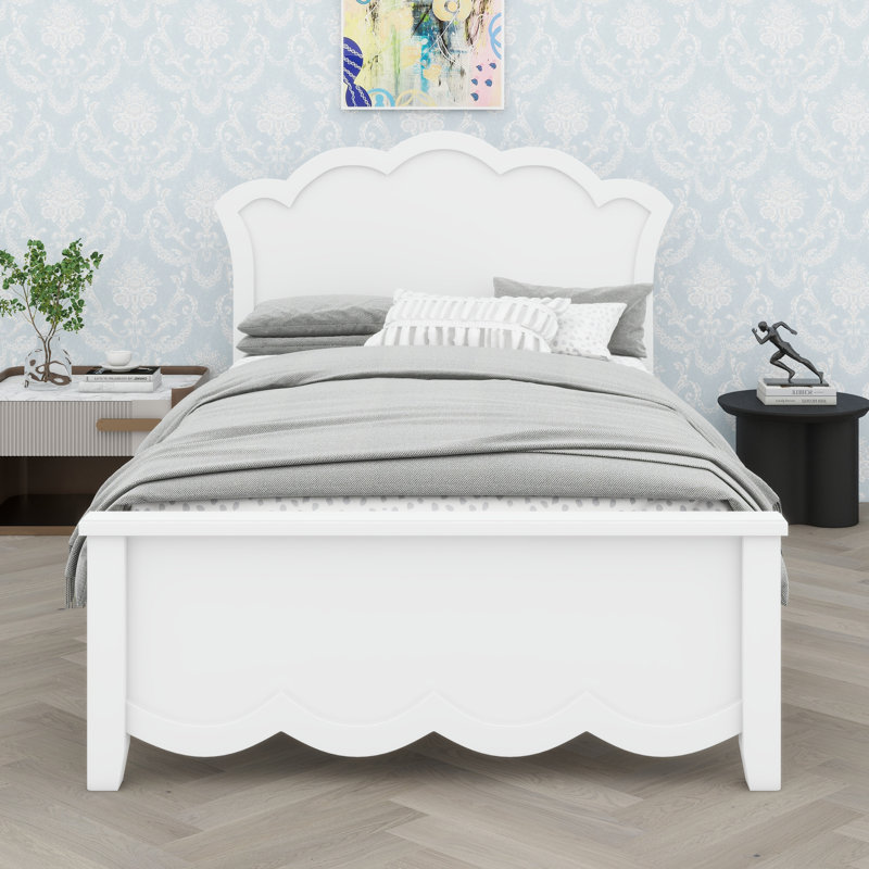 Solid Wood Platform Bed with Integrated Headboard