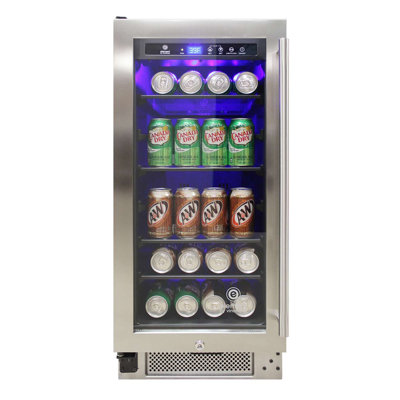 Vinotemp 15'' W Convertible 68 Cans (12 oz.) 2.9 Cubic Feet Beverage Cooler with Glass Door