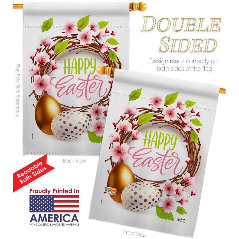 Double Sided 40 in. H x 28 in. W Polyester Easter House Flag