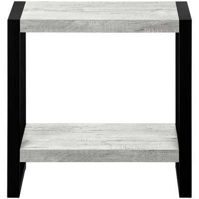 2 End Table In Grey Laminate And Black Metal, For Flexible Placement Bedroom Or Living Room Nightstand Ideal Lamp