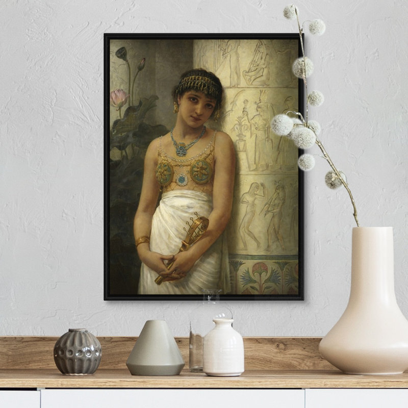 Reproduction d’art sur toile, "une fille égyptienne avec un Sistrum, 1886" par Edwin Longsden, H 18 po x l 14 po x P 1,75 po