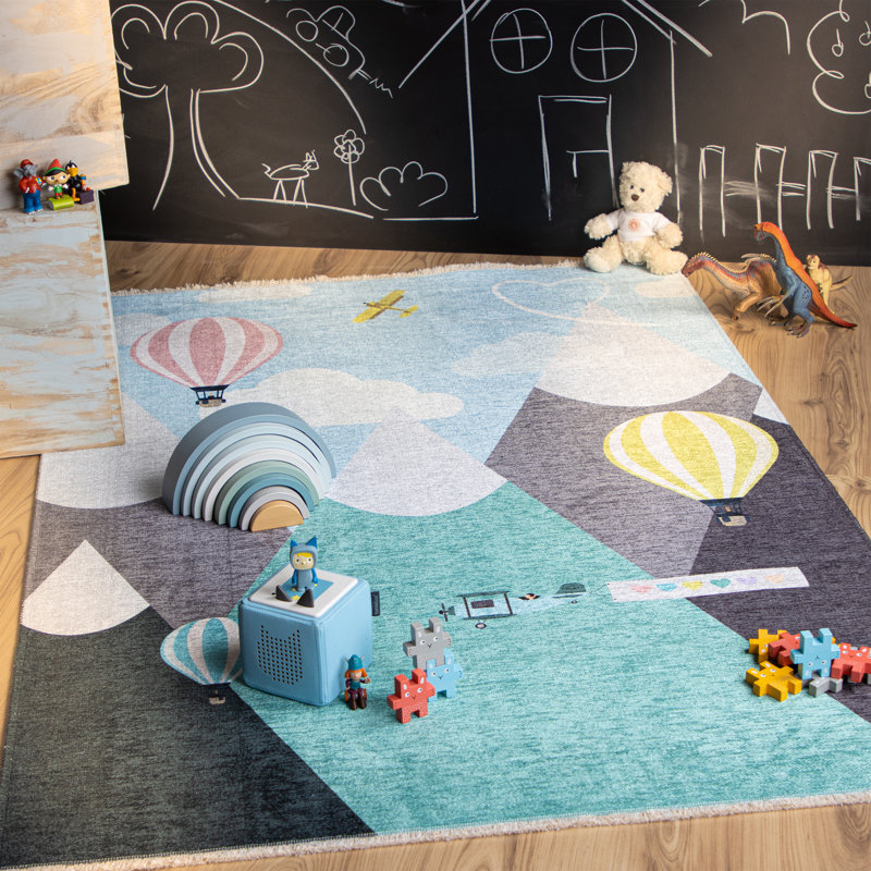 Frisch Machine Woven Blue/Grey/Green Rug