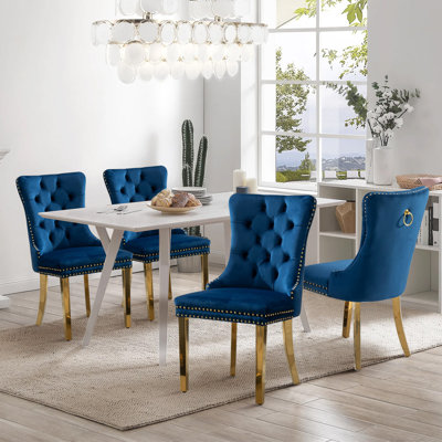 Dining Chairs, Upholstered High-end Tufted Dining Room Chair with Nailhead Back Ring