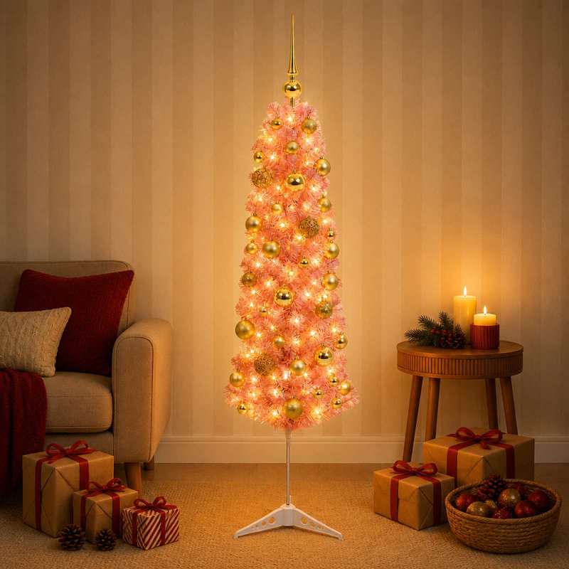 Christmas Tree, 120 cm, with LEDs & gold/bronze balls