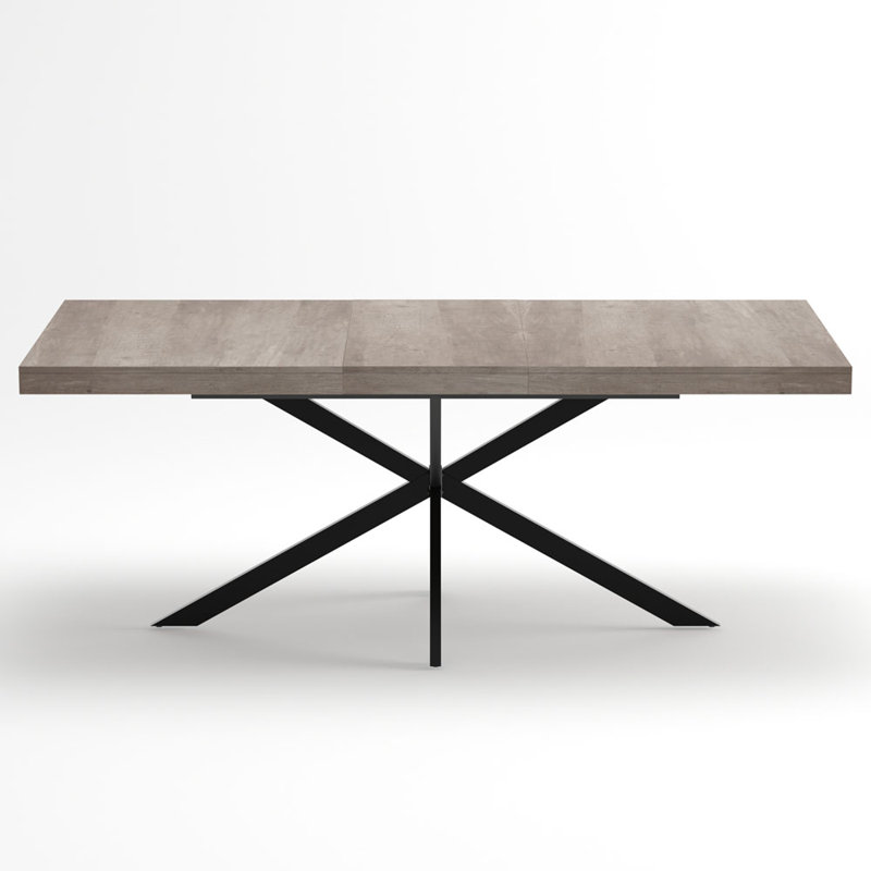 Table de salle à manger rectangulaire de 55,11 po à 70,86 po avec plateau Carole gris avec plaque centrale embossée de même couleur