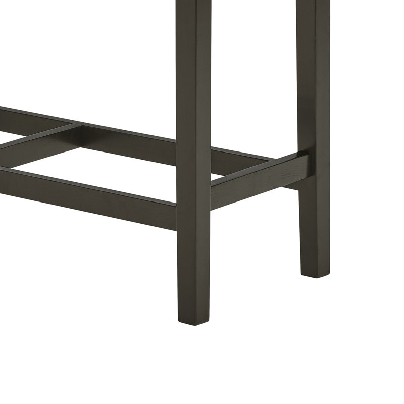Risa Counter Height Bench, Gray Polyester Memory Foam Seat, Brown 40 Inch