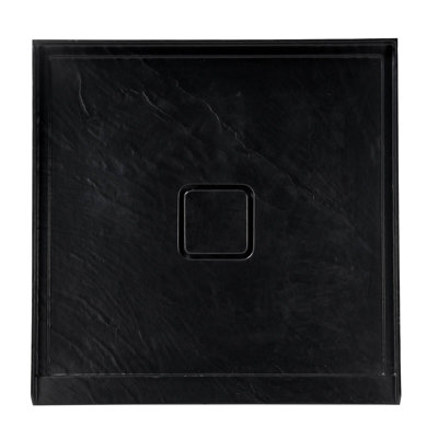 36 In. L X 36 In. W Alcove Square Black Acrylic Bathroom Shower Pan Base In White With Center Drain Hole