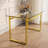 51" Modern Minimalist Rectangular Glass Dining Table 0.31" Tempered Glass Top Golden Chrome Metal Legs 4-6 Person-864785677