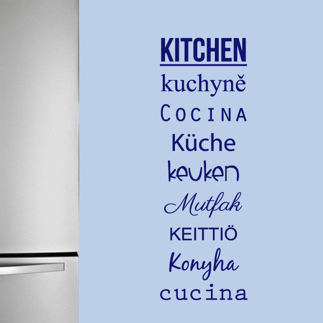 Décalcomanie murale mots pour la cuisine, Bleu marine