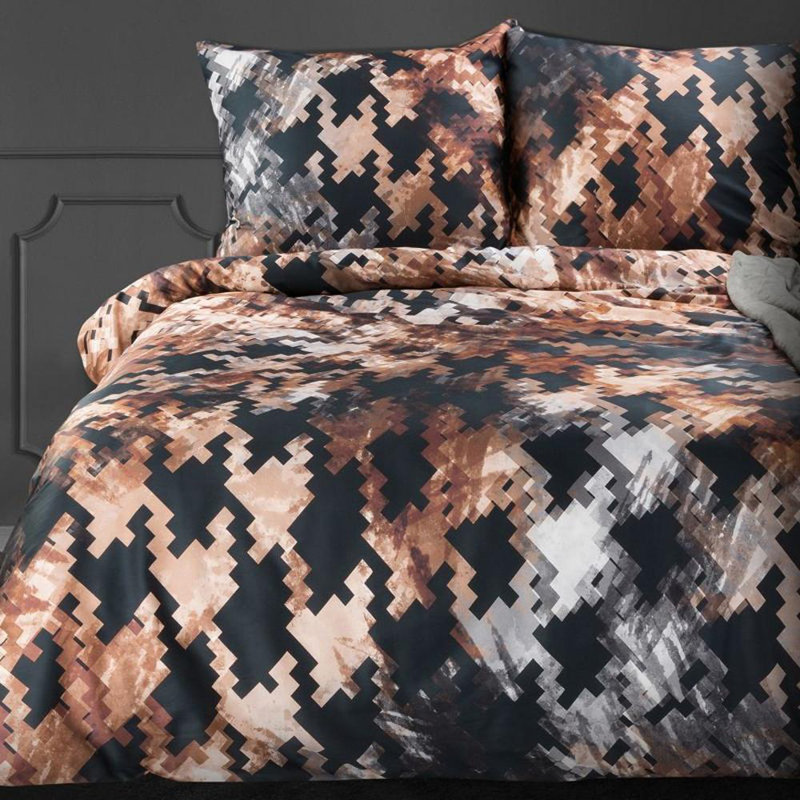 Gerhardus Houndstooth Duvet Cover Set with Pillowcases, Kingsize - 2 Pillowcases (70 x 80 cm)