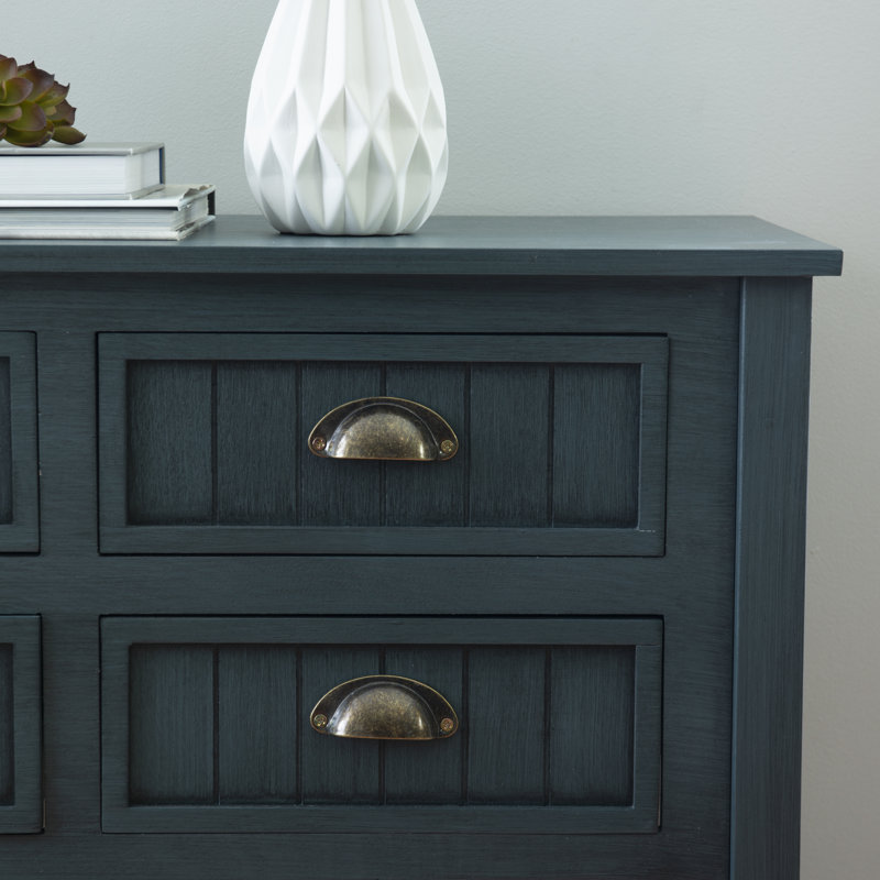 Bailey Bead Board Four-Drawer Console Table with Shelf, Antique Navy