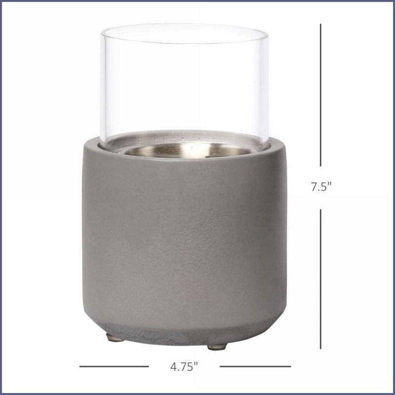 Foyer de table, mini foyer en éthanol en béton avec couvercle | Gris clair | Acier inoxydable, Gris
