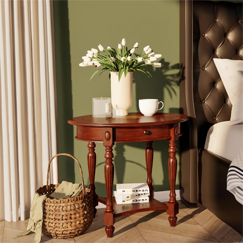LUMERA Collection 24" Tall Oval Wood End Table with Storage, Natural Wood