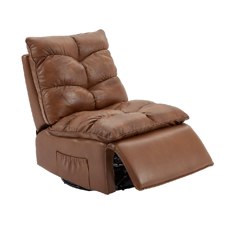 29'' Wide Leatheraire Fabric Swivel and Rocker Power Power Lazy Sofa Armless Recliner with Blue Light for Sleeping, Brown