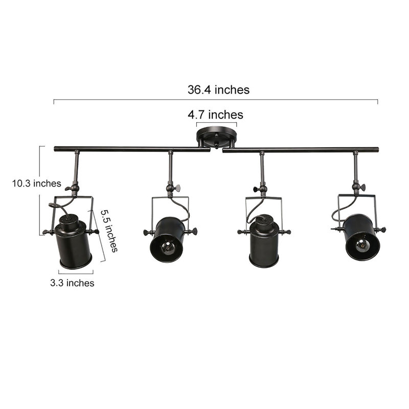 36.4'' 4 -Light Fixed Track Track Kit with Adjustable Head