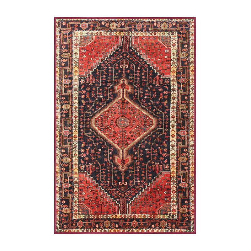 Tapis à motif oriental rouge / brun, Rectangle 2 pi x 3 pi