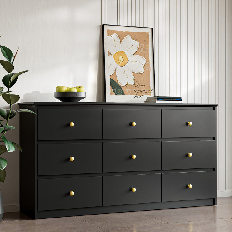 short black dresser Winston Porter Renold 9 - Drawer & Reviews A-Line V-Neck Split Turquoise highlighting the clean Chest:92 attribute:primary_color:red