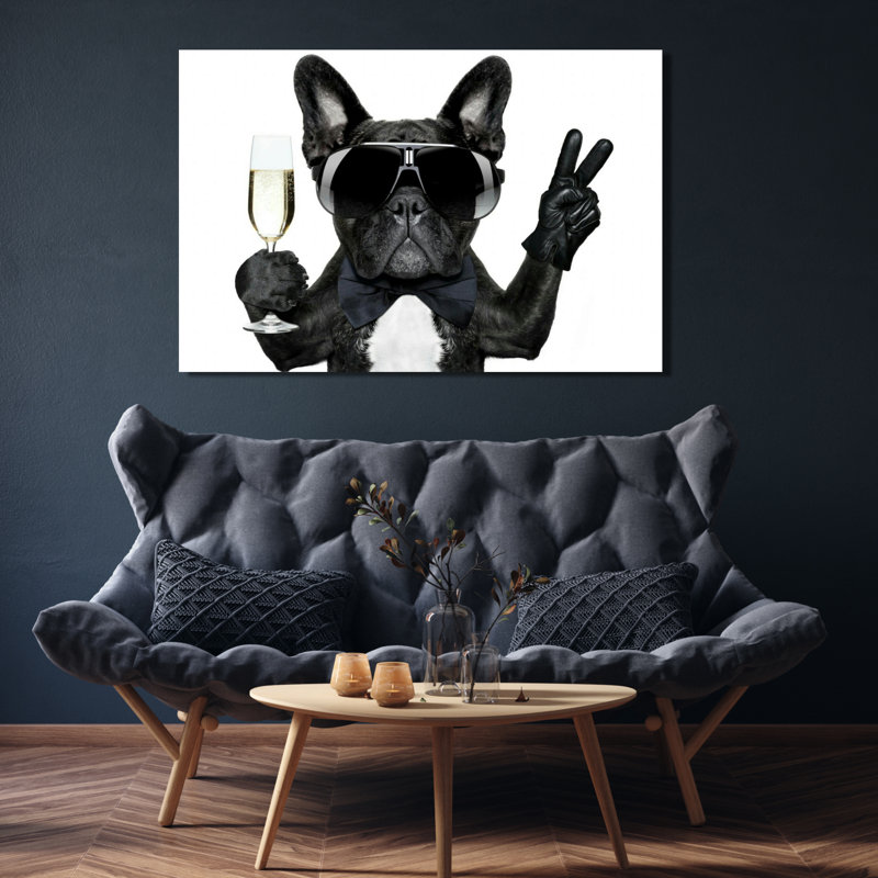 Bulldog champagne, reproduction d'art sur toile, affiche murale, H 30 po x l 45 po x P 0,1 po, Papier