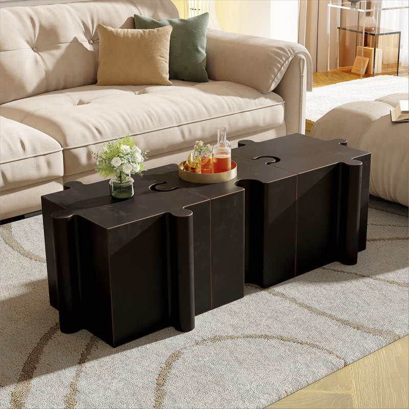 Puzzle Art Modular Concave Edge MGO End Table, Copper, 17.75" H x 15.75" W x 15.75" D, 1