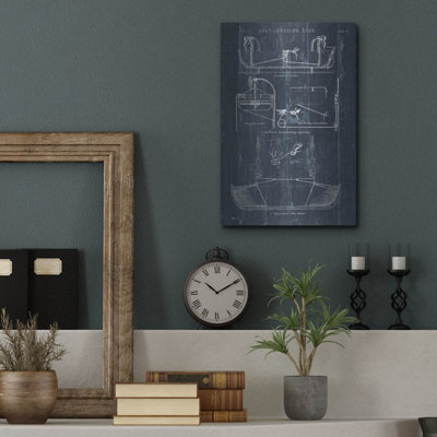  «Boat Lancing Blueprint 1» par Wild Apple Portfolio, art mural en métal, 12 po x 16 po