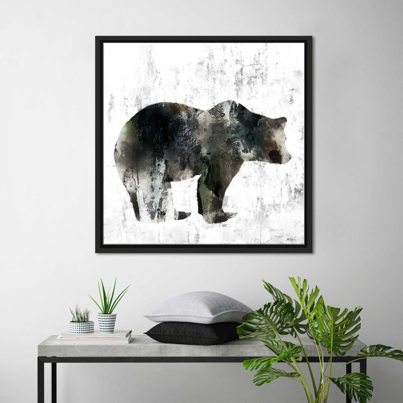 " Bear ", 21.5" H x 21.5" W x 2" D, Black Floater Frame
