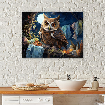 Owls Night Laundry At Night - Art mural