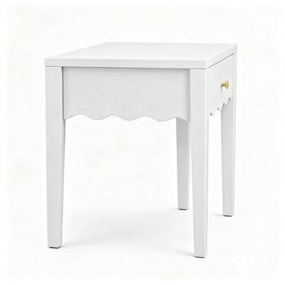 Table de chevet avec tiroir, table d'appoint compacte et moderne, table de chevet design ondulée pour chambre ou salon